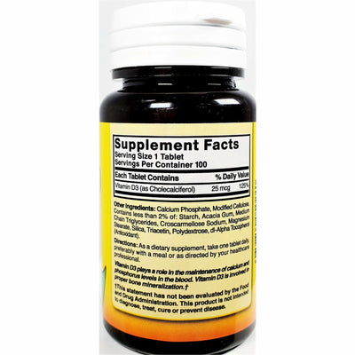 Nature's Blend Vitamin D3, 25 mcg (1000 IU) 100 Tablets