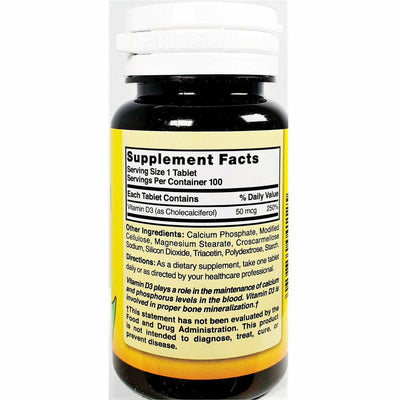 Vitamin D3 50 mcg (2000 IU) 100 Tablets by Nature's Blend