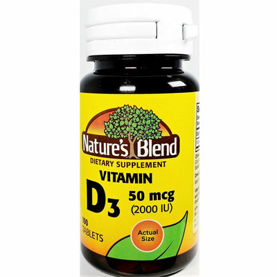 Vitamin D3 50 mcg (2000 IU) 100 Tablets by Nature's Blend