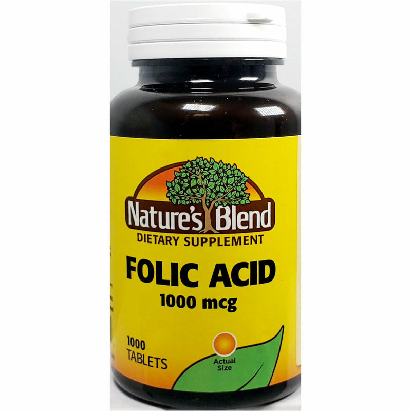 Folic Acid 1000 mcg 1000 Tablets by Natures Blend - Main product image