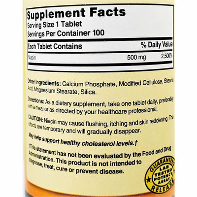 Natures Blend Niacin (Timed Release), 500 mg 100 Tablets