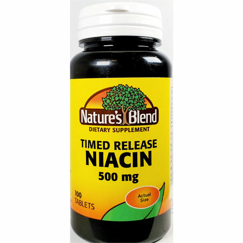 Natures Blend Niacin (Timed Release), 500 mg 100 Tablets