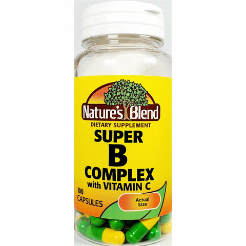 Nature's Blend Super B Complex with Vitamin C (Immune Support), 100 Capsules