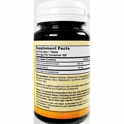 Nature's Blend Vitamin C with Rose Hips, 500 mg 100 Tablets