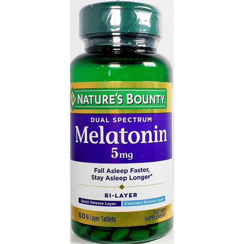 Melatonin 5 mg (Dual Spectrum) 60 Bi-Layer Tablets, by Natures Bounty - Main product image