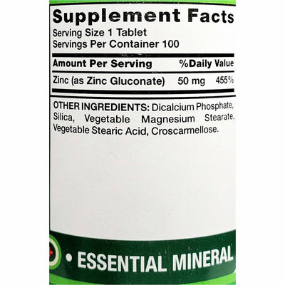 Nature's Truth Chelated Zinc (Gluconate), 50 mg (Immune Support) 100 Tablets