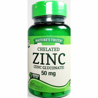 Nature's Truth Chelated Zinc (Gluconate), 50 mg (Immune Support) 100 Tablets