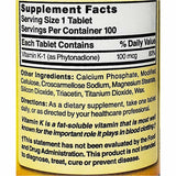 Nature's Blend Vitamin K1 100 mcg, 100 Tablets