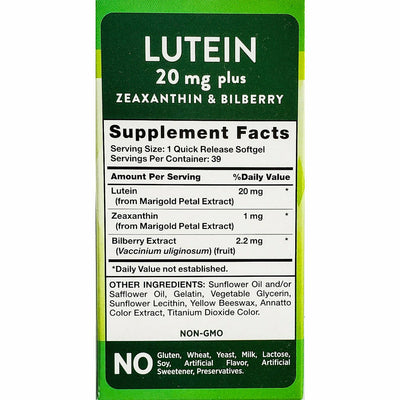 Lutein 20 mg plus Zeaxanthin & Bilberry 39 Softgels by Nature's Truth
