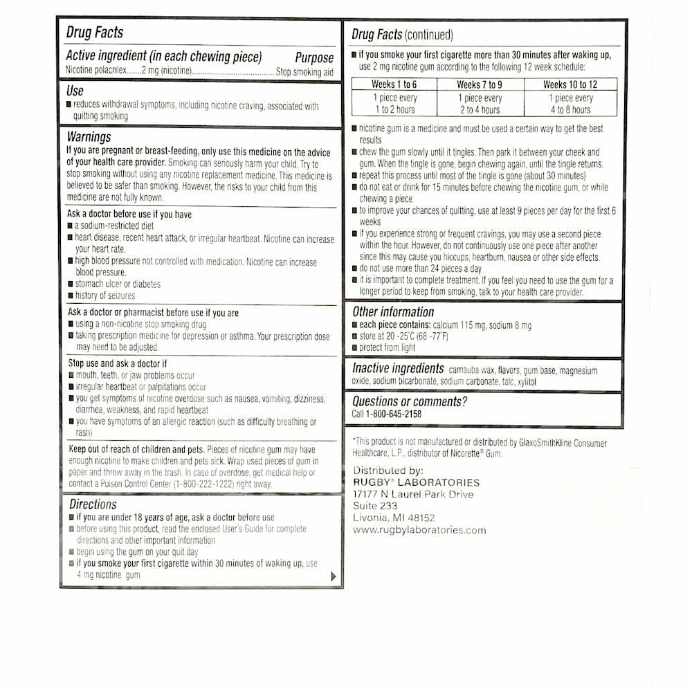 Nicotine Gum 110 Piece Uncoated Mint Flavor Hargraves Online