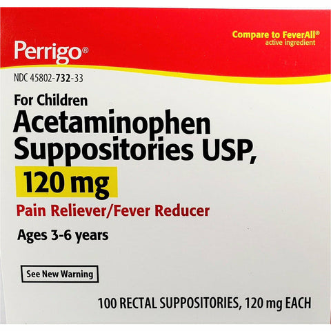 Acetaminophen Suppositories 120 mg 100 Count by Perrigo