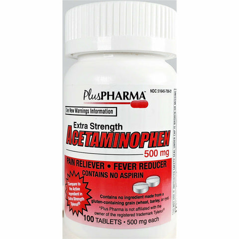 Acetaminophen, 500 mg 100 Tablets by PlusPharma