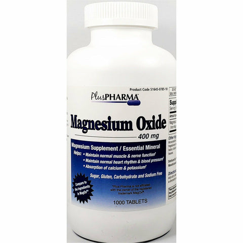 Magnesium Oxide Supplement, 400 mg 1000 Tablets by PlusPharma