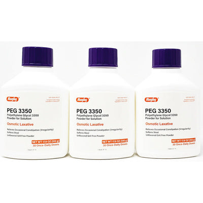 Polyethylene Glycol (PEG 3350) 17.9 oz each by Rugby (3 Pack)