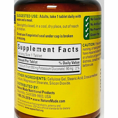 Potassium Gluconate 550 mg 100 Tablets by Nature Made