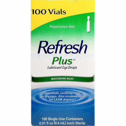 Refresh Plus Lubricant Eye Drops, 0.01 fl oz each 100 Single-Use Containers