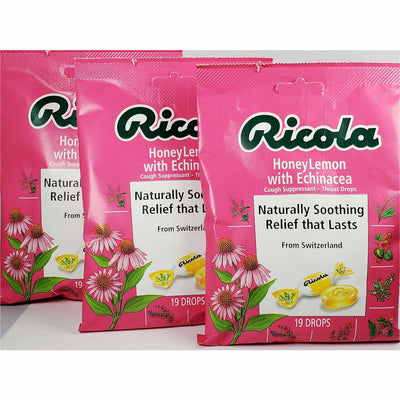 Ricola Cough Suppressant and Throat Drops Variety-Pack, 3-Flavors:  Original, Cherry Honey, Honey Lemon with Echinacea