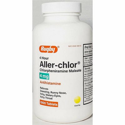 Rugby Aller-Chlor, Chlorpheniramine Maleate 4 mg 1000 Tablets 