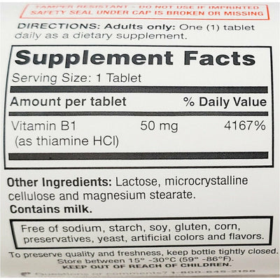 Vitamin B1 (Thiamine) 50 mg 