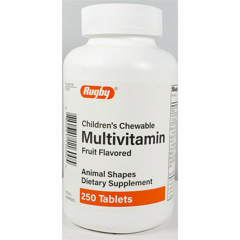 Rugby Children's Chewable Multivitamin, (Animal Shapes) 250 Tablets