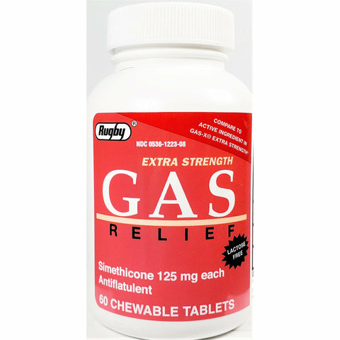 Rugby Gas Relief, 125 mg 60 Chewable Tablets