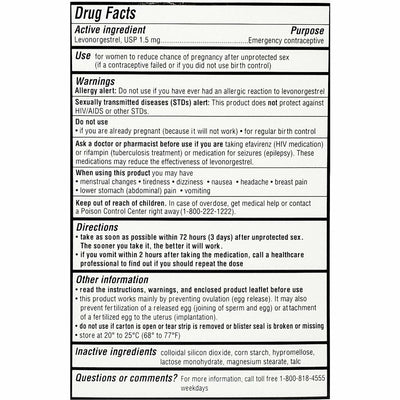 Levonorgestrel 1.5 mg (Plan B) 