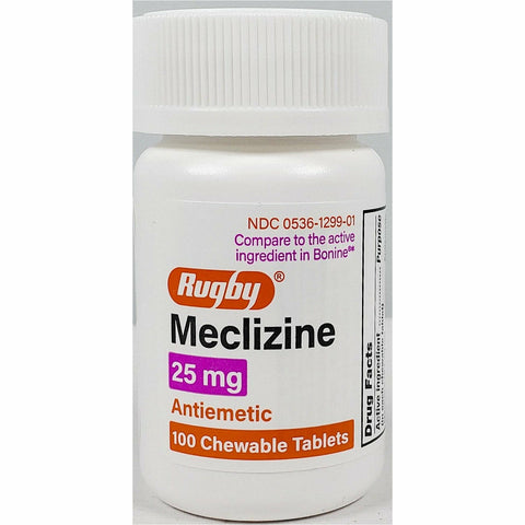Rugby Meclizine, 25 mg 100 Chewable Tablets