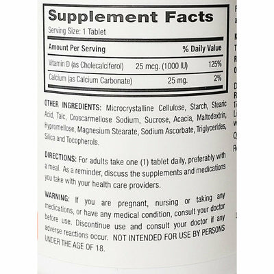 Vitamin D3, 25 mcg (1000 IU) 