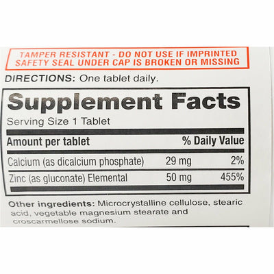 Rugby Zinc (Gluconate), 50 mg (Immune Support) 100 Tablets