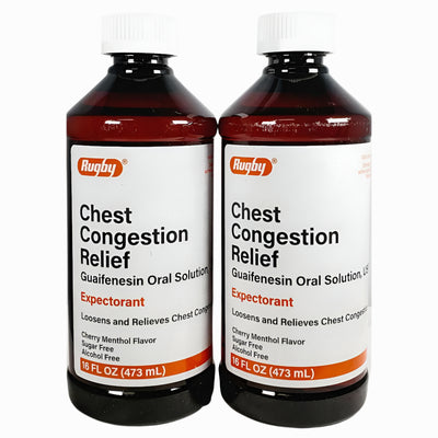 Chest Congestion Relief (Guaifenesin) 100 mg 16 fl oz each (2 Pack) by Rugby