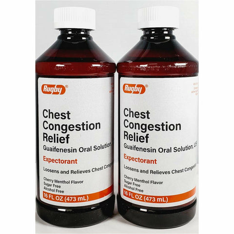 Chest Congestion Relief, Guaifenesin 100 mg 16 fl oz each (2 Pack) by Rugby