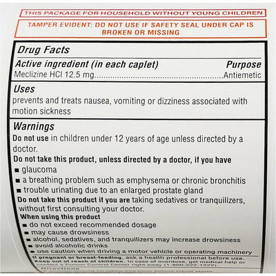 Meclizine 12.5 mg 1000 Caplets by Rugby