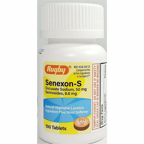 Rugby Senexon-S Docusate Sodium/senna 50 Mg (Compare To Senekot-S) 100 Tablets Each (1 Or 3 Pack) 1