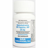 SDA Diphenhydramine HCl, 25 mg 100 Capsules 