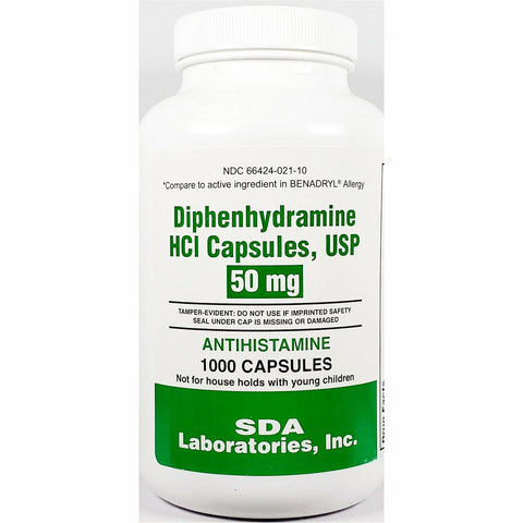 SDA Diphenhydramine HCl, 50 mg 1000 Capsules