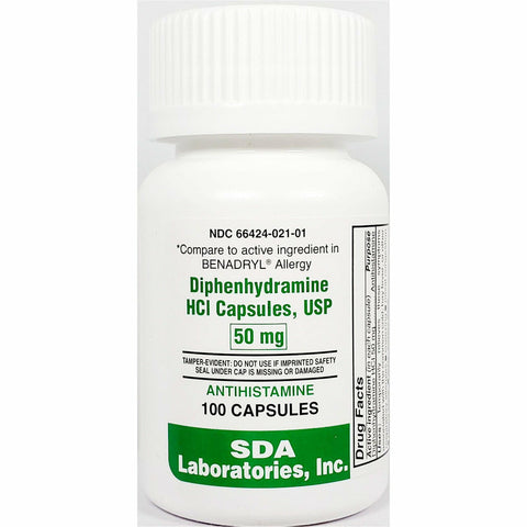 SDA Diphenhydramine HCl, 50 mg 100 Capsules