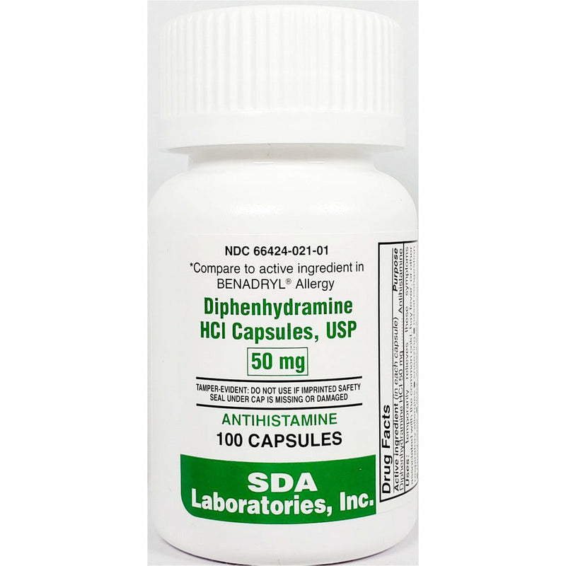 Diphenhydramine HCl, 50 mg 100 Capsules by SDA - Main product image