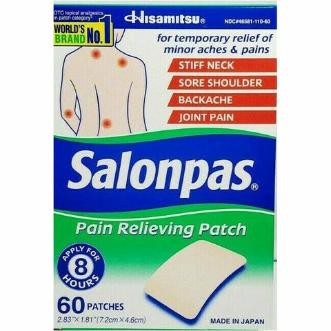 Salonpas Pain Relieving Patch 60 Patches Each (1 Or 3 Pack) 1 Pack & Rubs