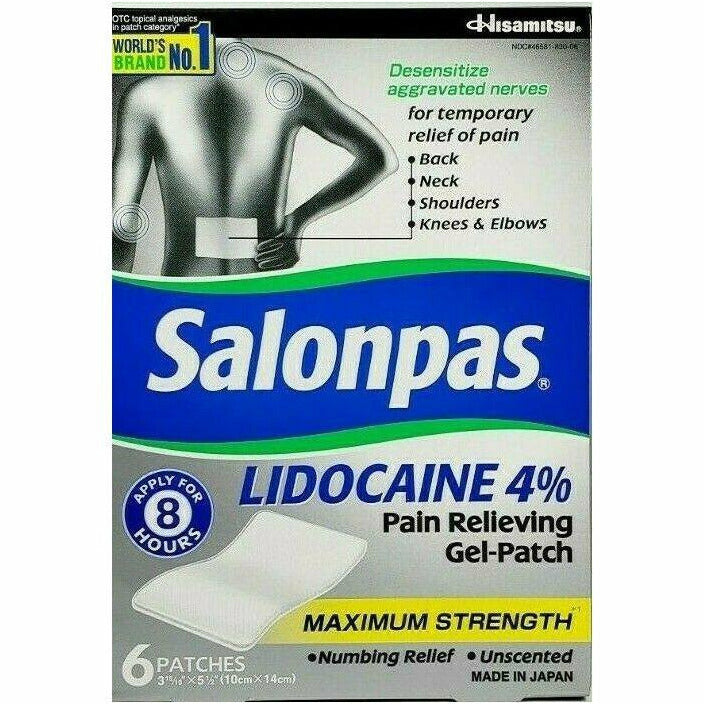 Salonpas Pain Relieving (Gel Patch), 6 Count Each (1, 3 or 6 Pack) - Main product image