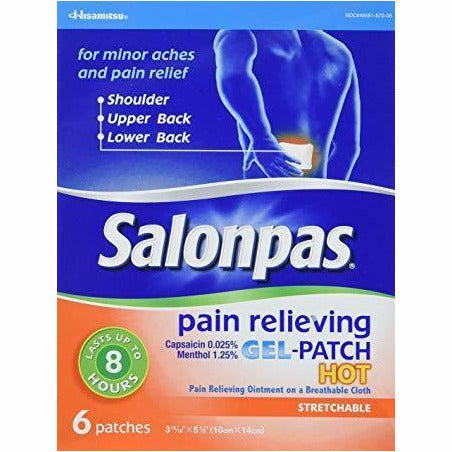 Salonpas Pain Relieving Gel-Patch Hot 6 Patches (1 Pack) & Rubs