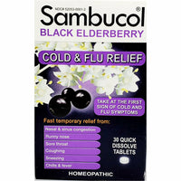 Sambucol Black Elderberry Cold & Flu, 30 Quick Dissolve Tablets - Image 1
