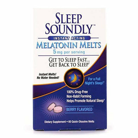 Sleep Soundly Melatonin Melts, Berry Flavor 5 mg 60 Tablets (1 Pack)