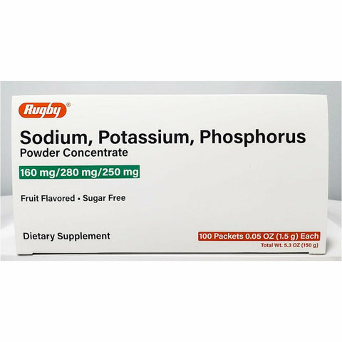 Sodium, Potassium, Phosphorus Powder Concentrate (Sugar Free) 100 Packets by Rugby