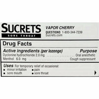 Sucrets Sore Throat & Cough Lozenges (Vapor Cherry Flavor) 18 Count - Image 2