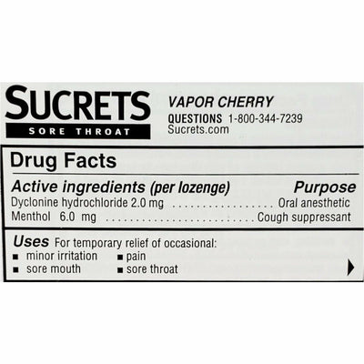Sucrets Sore Throat & Cough Lozenges (Vapor Cherry Flavor)
