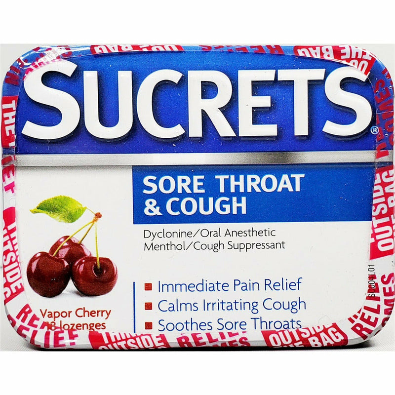 Sucrets Sore Throat & Cough Lozenges (Vapor Cherry Flavor) 18 Count - Main product image