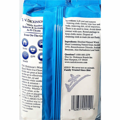 T.N. Dickinson's Witch Hazel Cleansing Cloths with Aloe, 25 Count 