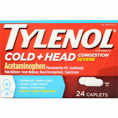 Tylenol Cold + Head (Acetaminophen), 325 mg 24 Caplets