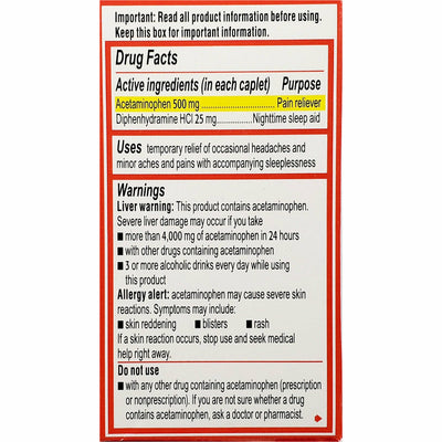 Tylenol PM (Extra Strength) 500 mg, 24 Caplets