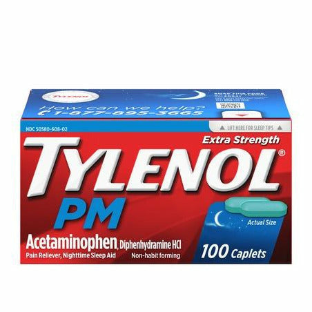 Tylenol Pm (Extra Strength) 500 Mg 100 Caplets (1 Pack) Pain & Fever